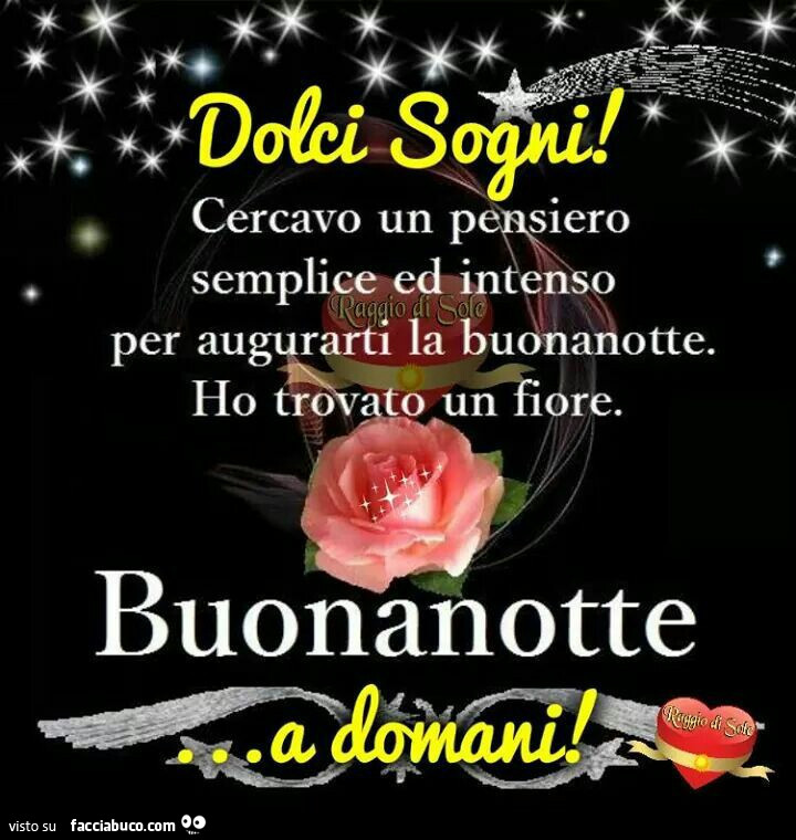 Dolci sogni! Cercavo un pensiero semplice ed intenso per augurartl la buonanotte. Ho trovato un fiore