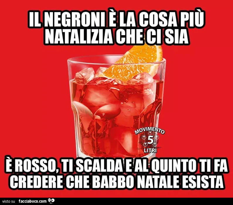 Il negroni è la cosa più natalizia che ci sia è rosso, ti scalda e al quinto ti fa credere che babbo natale esista