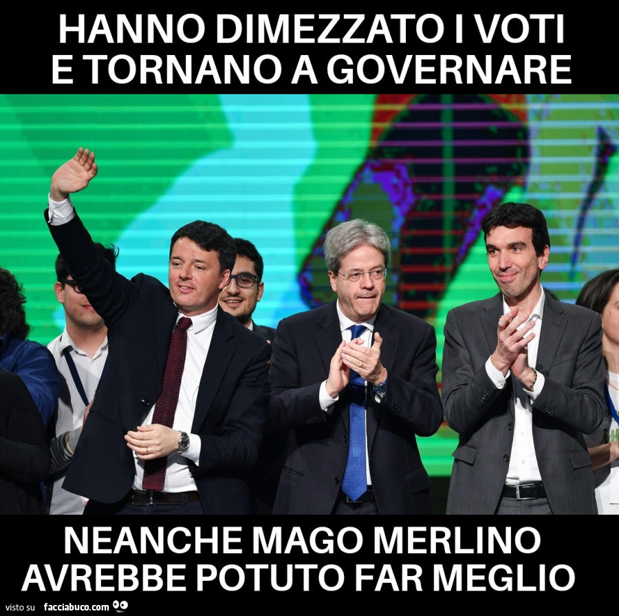 Hanno dimezzato i voti e tornano a governare neanche mago merlino avrebbe potuto far meglio