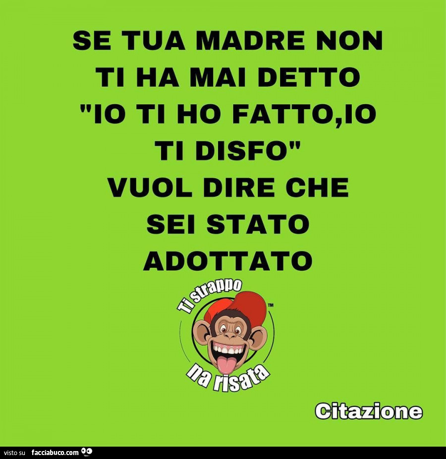 Se tua madre non ti ha mai detto io ti ho fatto, io ti disfo vuol dire che sei stato adottato