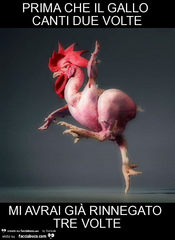 Prima che il gallo canti due volte mi avrai già rinnegato tre volte