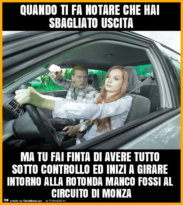 Quando ti fa notare che hai sbagliato uscita ma tu fai finta di avere tutto sotto controllo ed inizi a girare intorno alla rotonda manco fossi al circuito di monza