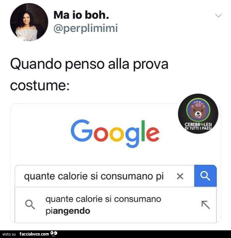 Quando penso alla prova costume. Quante calorie si consumano piangendo