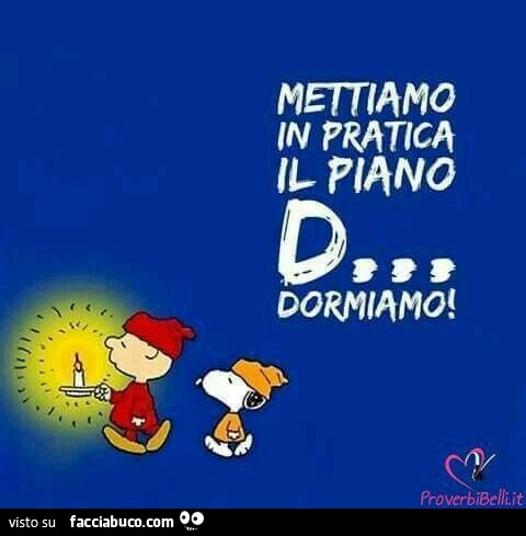 Mettiamo in pratica il piano D… dormiamo