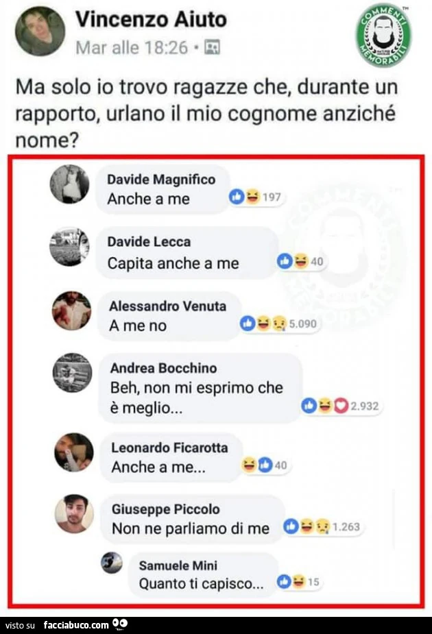 Ma solo io trovo ragazze che, durante un rapporto, urlano il mio cognome anziché nome? Anche a me