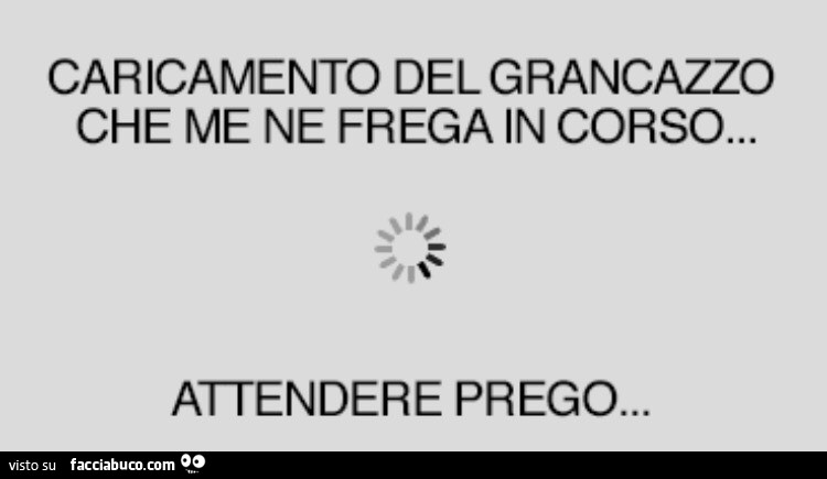 Caricamento del grancazzo che me ne frega in corso. Attendere prego