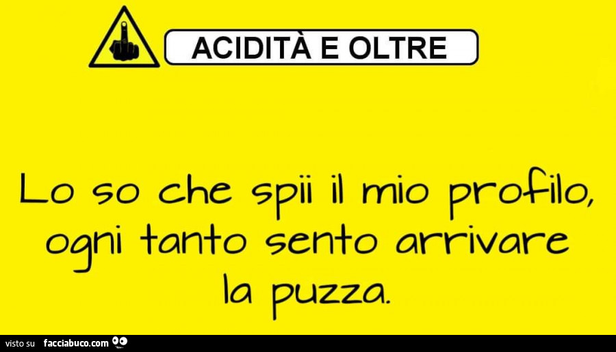 Lo so che spii il mio profilo, ogni tanto sento arrivare la puzza