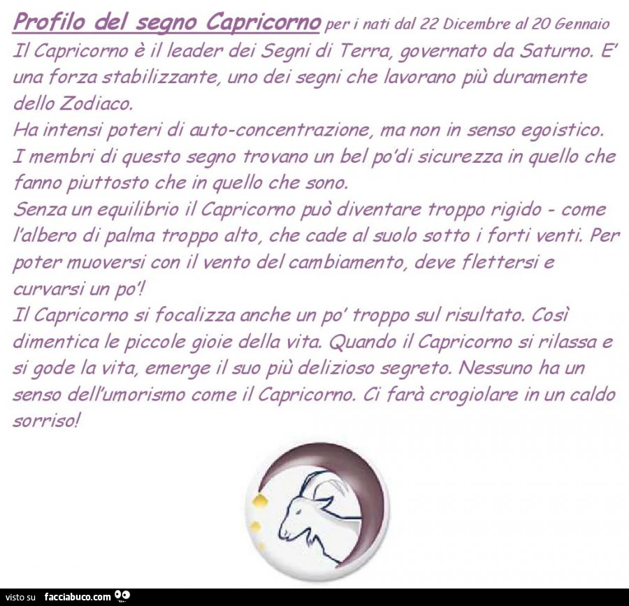 Profilo del segno capricorno