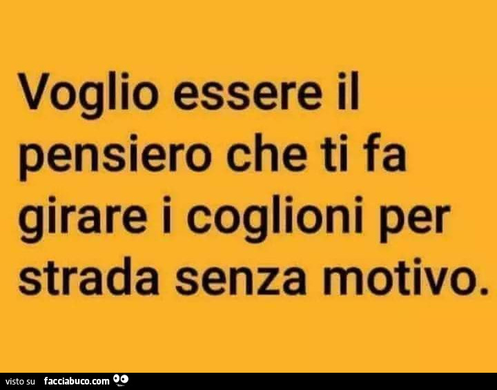 Voglio essere il pensiero che ti fa girare i coglioni per strada senza motivo