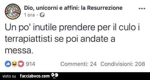 Un po' inutile prendere per il culo i terrapiattisti se poi andate a messa