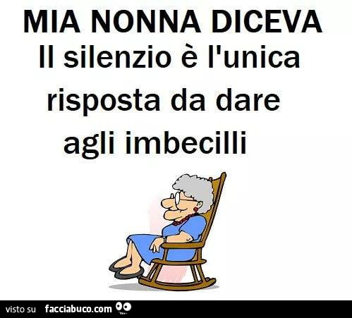 Mia nonna diceva il silenzio è l'unica risposta da dare agli imbecilli