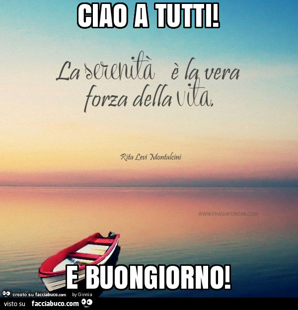 Ciao a tutti! E buongiorno