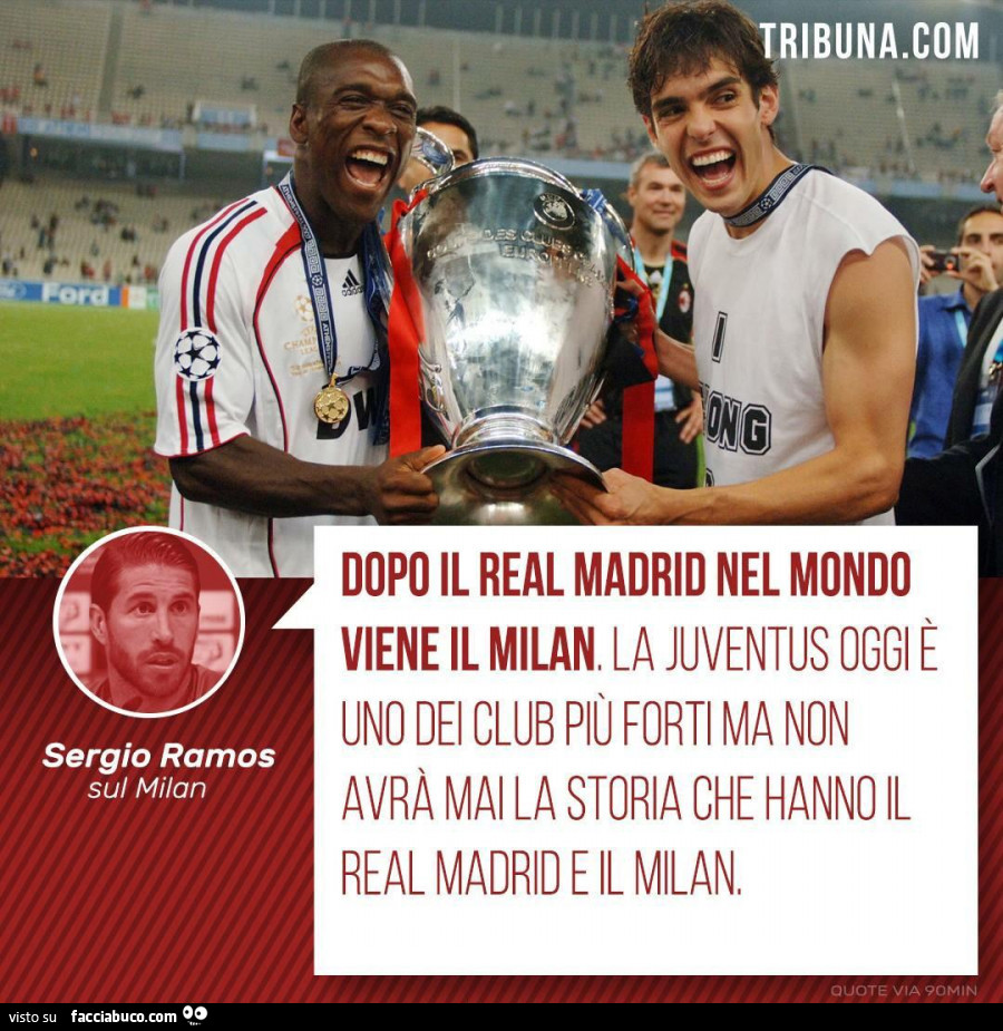 Sergio Ramos: dopo il real madrid nel mondo viene il milan, la juventus uno dei club più forti ma non avrà mai la storia che hanno il Real Madrid e il Milan