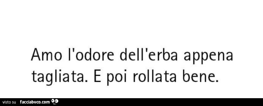 Amo l'odore dell'erba appena tagliata. E poi rollata bene