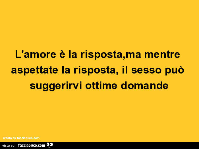 L'amore è la risposta, ma mentre aspettate la risposta, il sesso può suggerirvi ottime domande