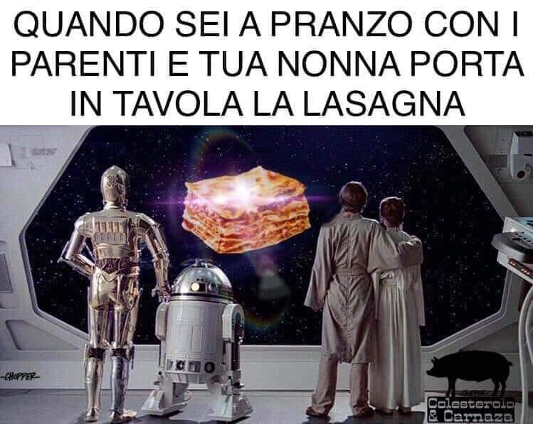 Quando sei a pranzo con i parenti e tua nonna porta in tavola la lasagna