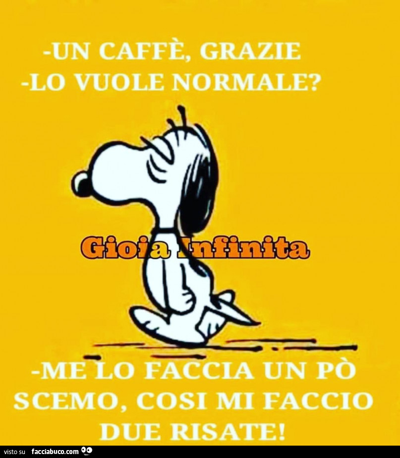 Un caffè, Grazie. Lo vuole normale? Me lo faccia Un po' scemo, cosi mi faccio due risate