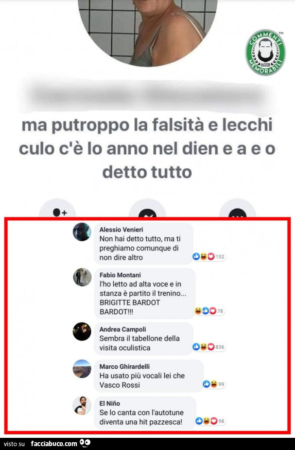 Ma putroppo la falsità e lecchi culo c'è lo anno nel dien e a e o detto tutto. Non hai detto tutto, ma ti preghiamo comunque di non dire altro