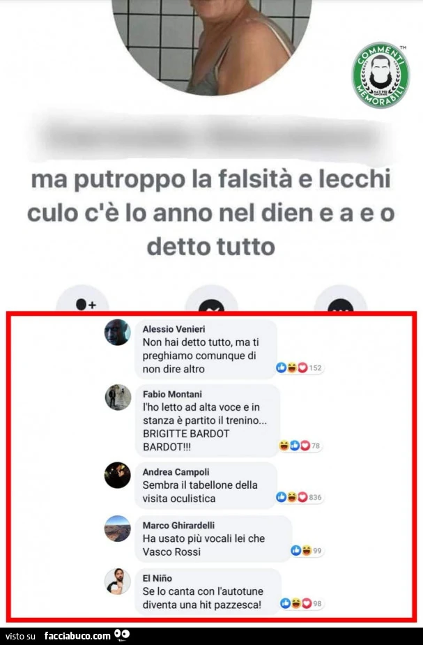 Ma putroppo la falsità e lecchi culo c'è lo anno nel dien e a e o detto tutto. Non hai detto tutto, ma ti preghiamo comunque di non dire altro