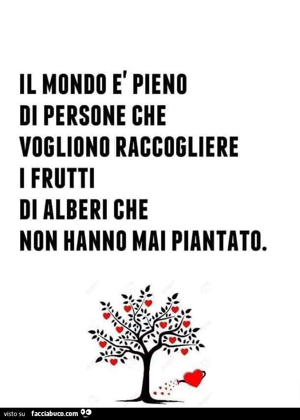 Il mondo pieno di persone che vogliono raccogliere i frutti di alberi che non hanno mai piantato