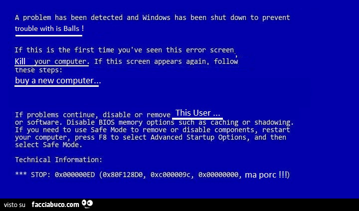 A problem has been detected and windows has been shut down to prevent trouble with is balls