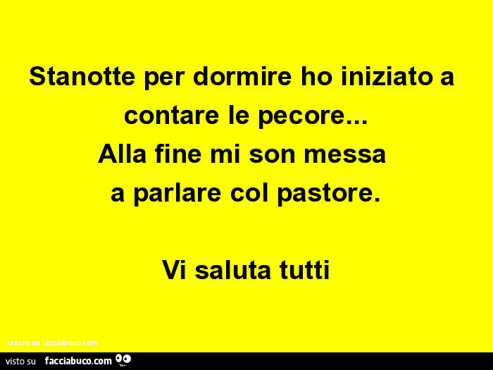 Stanotte per dormire ho iniziato a contare le pecore… alla fine mi son messa a parlare col pastore. Vi saluta tutti
