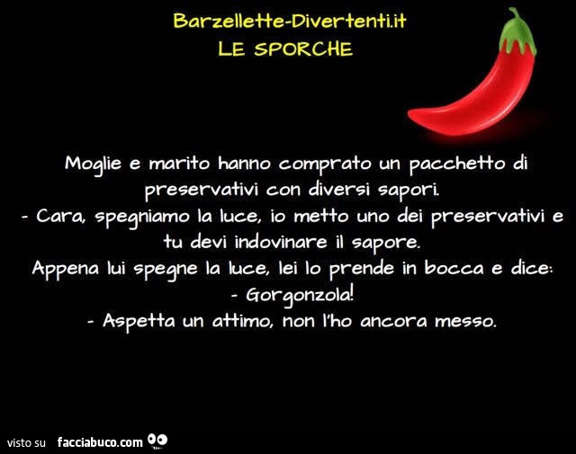 Moglie e marito hanno comprato un pacchetto di preservativi con diversi sapori