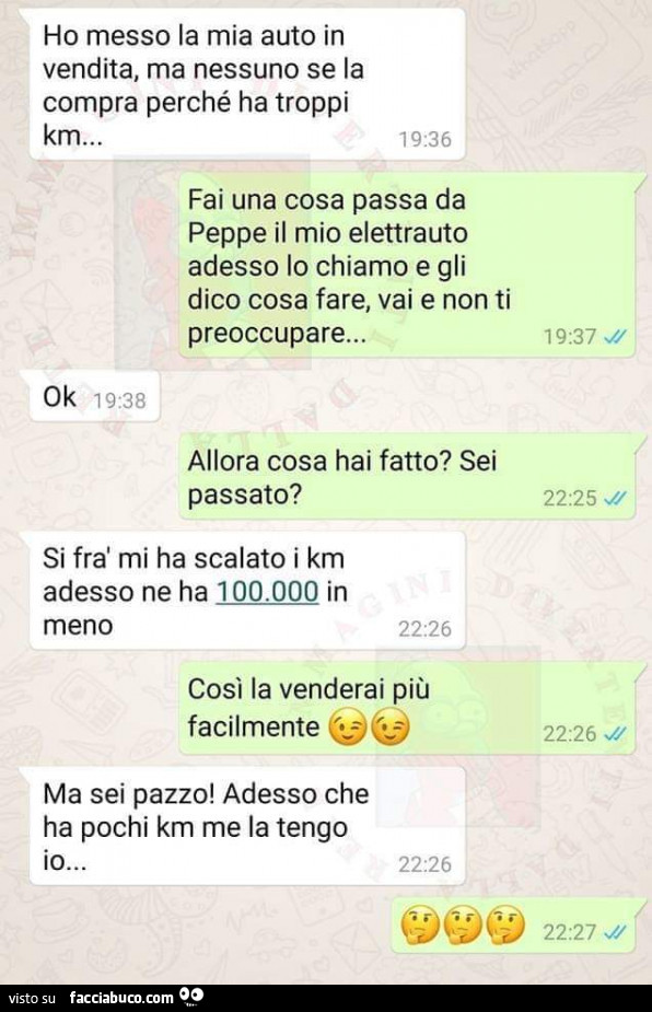 Ho messo la mia auto in vendita, ma nessuno se la compra perché ha troppi km