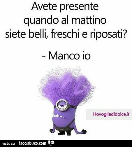 Avete presente quando al mattino siete belli, freschi e riposati? Manco io