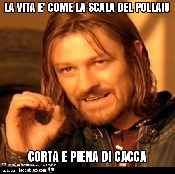 La vita è come la scala del pollaio corta e piena di cacca