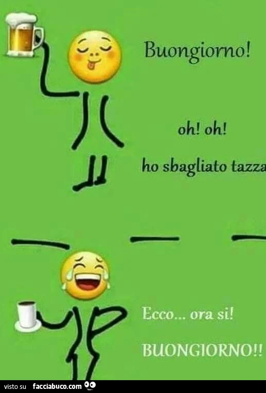 Buongiorno! Oh oh! Ho sbagliato tazza. Ecco ora si! Buongiorno