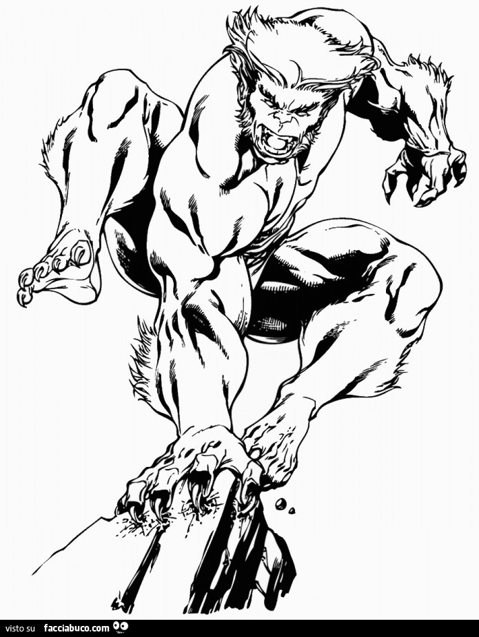 Disegno di Wolverine sulla roccia