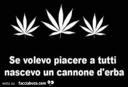 Se volevo piacere a tutti nascevo un cannone d'erba