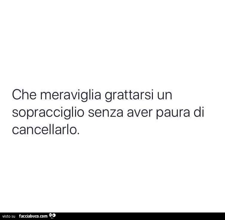 Che meraviglia grattarsi un sopracciglio senza aver paura di cancellarlo