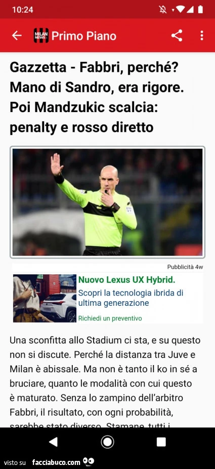 Gazzetta fabbri, perché? Mano di sandro, era rigore. Poi mandzukic scalcia: penalty e rosso diretto