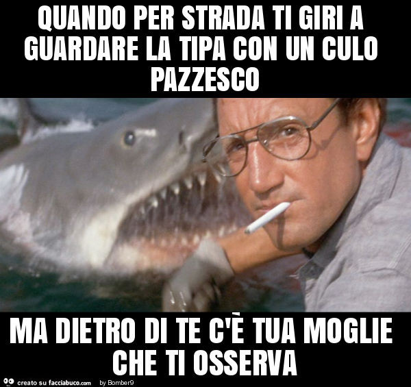 Quando per strada ti giri a guardare la tipa con un culo pazzesco ma dietro di te c'è tua moglie che ti osserva