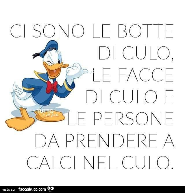 Ci sono le botte di culo, le facce di culo e persone da prendere a calci nel culo