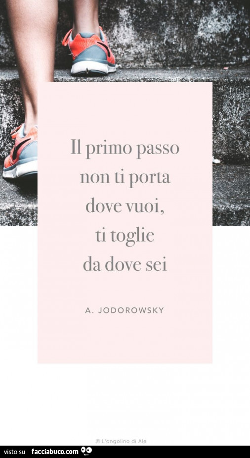 Il primo passo non ti porta dove vuoi, ti toglie da dove sei. A. Jodorowsky