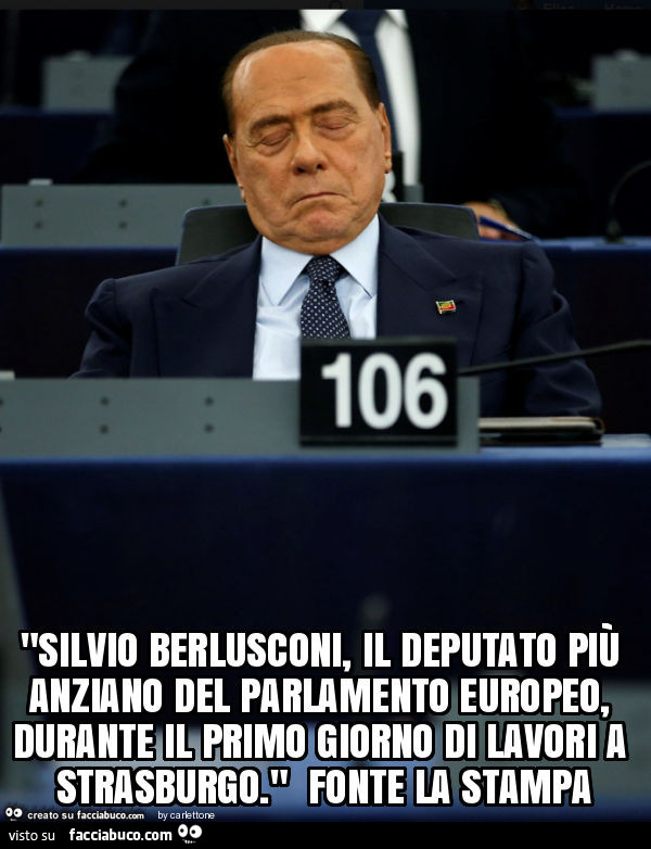 "silvio berlusconi, il deputato più anziano del parlamento europeo, durante il primo giorno di lavori a strasburgo. " Fonte la stampa