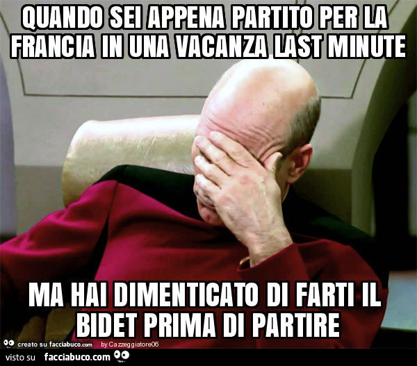 Quando sei appena partito per la francia in una vacanza last minute ma hai dimenticato di farti il bidet prima di partire