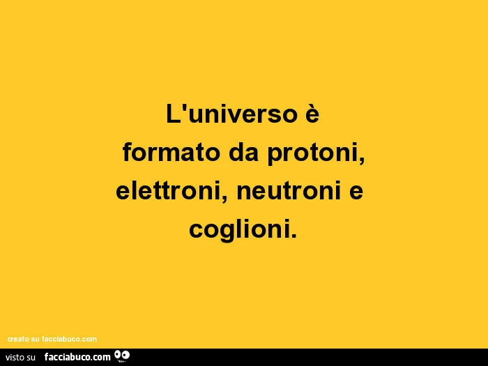 L'universo è formato da protoni, elettroni, neutroni e coglioni