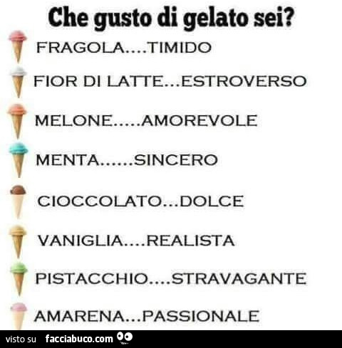 Che gusto di gelato sei?