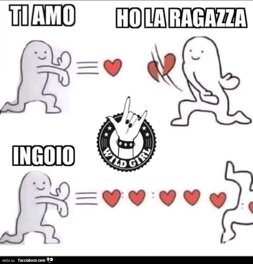 Ti amo. Ho la ragazza. Ingoio