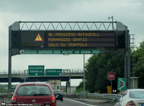 Al prossimo autogrill formaggio gratis solo su trappola