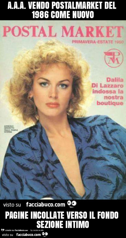 A. A. A. Vendo postalmarket del 1986 come nuovo pagine incollate verso il fondo sezione intimo
