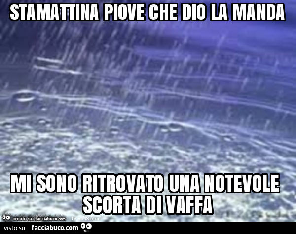 Stamattina piove che dio la manda mi sono ritrovato una notevole scorta di vaffa