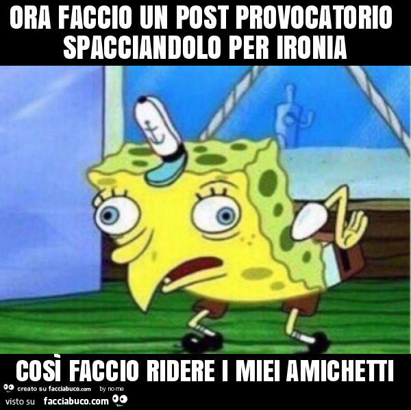 Ora faccio un post provocatorio spacciandolo per ironia così faccio ridere i miei amichetti