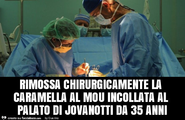 Rimossa chirurgicamente la caramella al mou incollata al palato di jovanotti da 35 anni