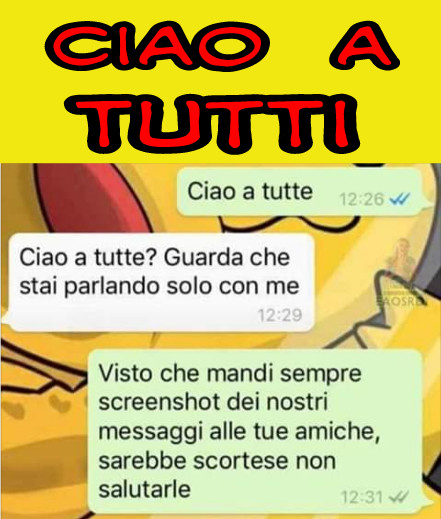 Ciao a tutti ciao a tutte