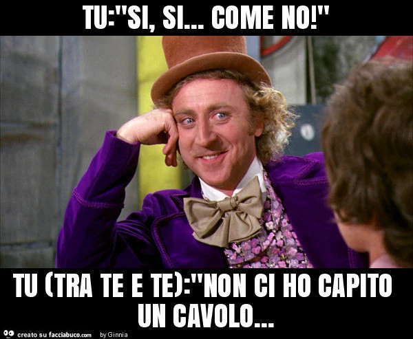 Tu: "si, si&hellip; come no! " Tu (tra te e te): "non ci ho capito un cavolo